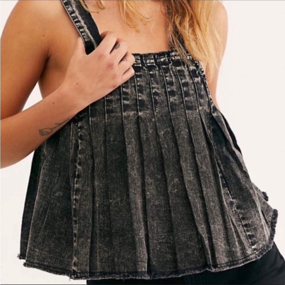 Free People Cross Back Denim Tank